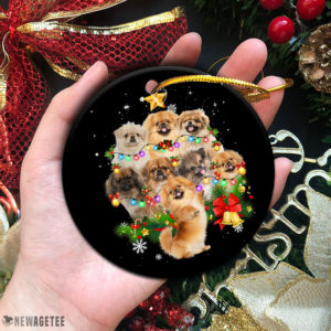 Circle Ornament Pekingese Christmas Tree Lights Funny Dog Chrismas Ornament