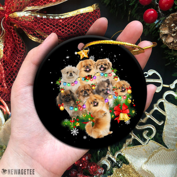 Circle Ornament Pekingese Christmas Tree Lights Funny Dog Chrismas Ornament