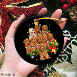 Circle Ornament Poodle Christmas Tree Lights Funny Dog Chrismas Ornament