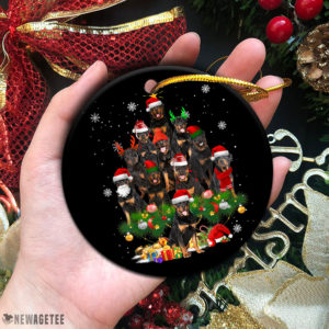 Circle Ornament Rottweiler Christmas Tree Lights Funny Dog Chrismas Ornament