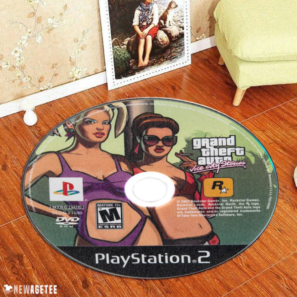 Circle Rug Grand Theft Auto Vice City Stories Play Station 2 Disc Round Rug Carpet