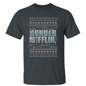 Dark Heather T Shirt Dunder Mifflin North Pole Branch The Office Ugly Christmas Sweater