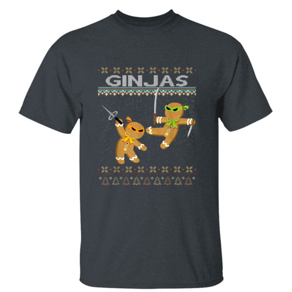 Dark Heather T Shirt Ginjas Gingerbread Ninjas Funny Ugly Christmas Sweatshirt