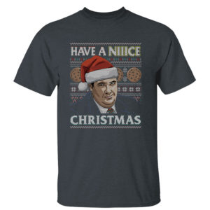 Dark Heather T Shirt Have a Niice Christmas The Office Ugly Christmas Sweater