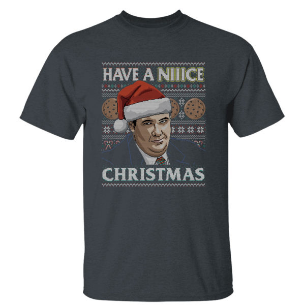 Dark Heather T Shirt Have a Niice Christmas The Office Ugly Christmas Sweater