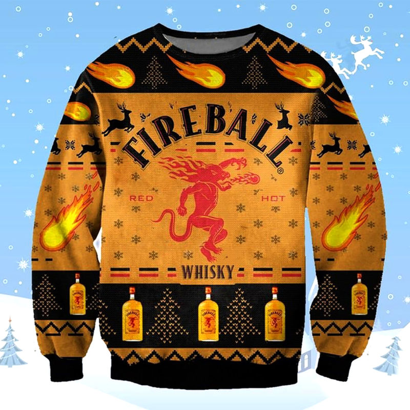 Fireball Cinnamon Whiskey Ugly Christmas Sweater