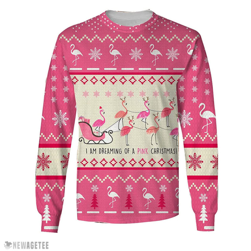 Flamingo I Am Dreaming of A Pink Christmas Ugly Christmas Sweater, Kid Sweater