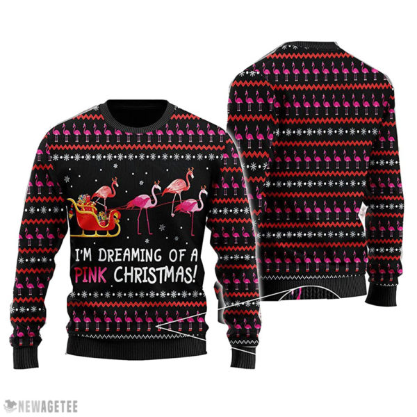 Flamingo I Am Dreaming of A Pink Christmas Ugly Wool Christmas Sweater