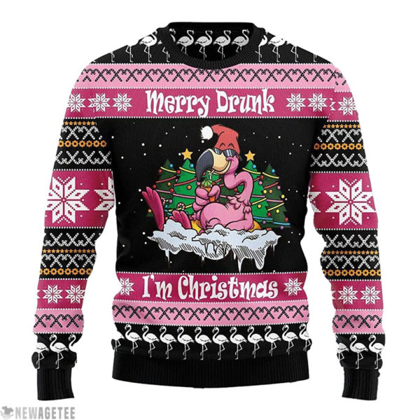 Flamingo Merry Drunk Im Christmas Unisex Ugly Christmas Sweater Kid Sweater