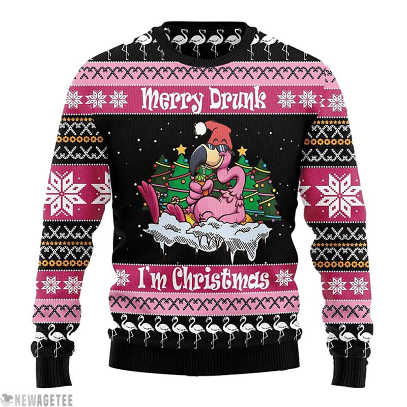 Flamingo Merry Drunk I’m Christmas Unisex Ugly Christmas Sweater, Kid Sweater