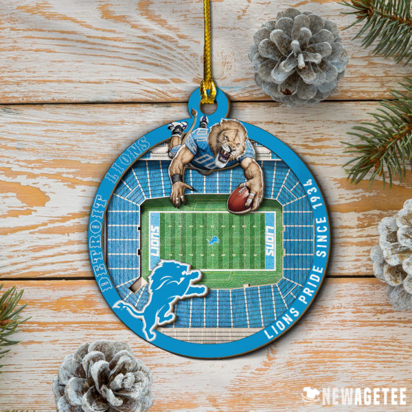 Detroit Lions NFL StadiumView Layered Wood Christmas Ornament