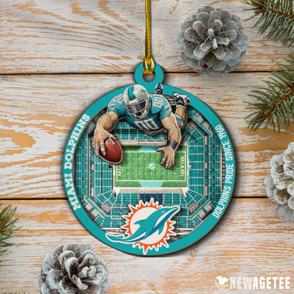 Miami Dolphins NFL StadiumView Layered Wood Christmas Ornament