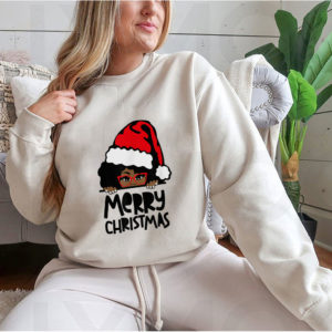 Hoodie That Melanin Christmas Mrs. Claus Santa Black Peeking Claus Sweatshirt