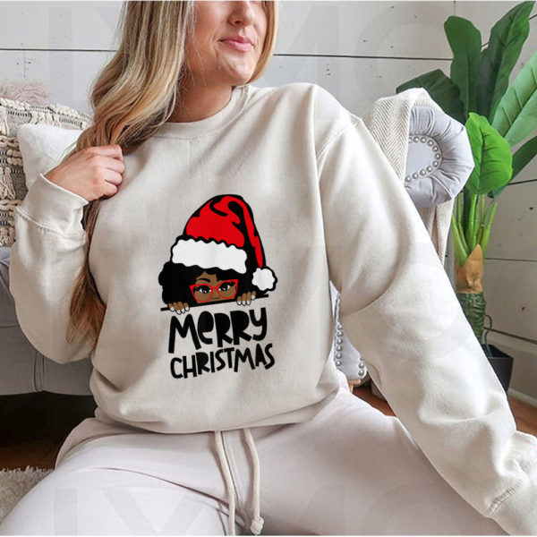 That Melanin Christmas Mrs. Claus Santa Black Peeking Claus Sweatshirt