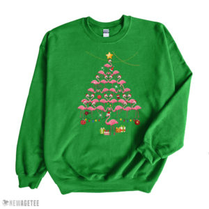 Irish Green Sweatshirt Cute Flamingos Christmas Tree T Shirt