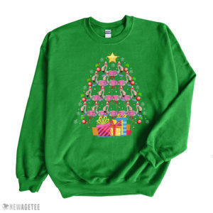 Irish Green Sweatshirt Cute Flamingos Merry Christmas Tree T Shirt