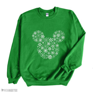 Irish Green Sweatshirt Disney Mickey Mouse Icon Holiday White Snowflakes SweatShirt