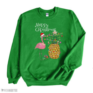 Irish Green Sweatshirt Merry Christmas Pink Flamingo Pineapple Shirt