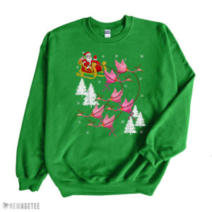 Irish Green Sweatshirt Santa Riding Flamingo Christmas T Shirt