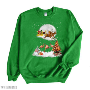 Irish Green Sweatshirt Santa Riding Reindeer Flamingo Christmas T Shirt