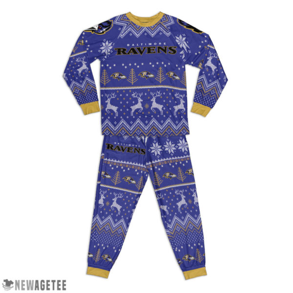 Baltimore Ravens Ugly Christmas Raglan Pajamas Set