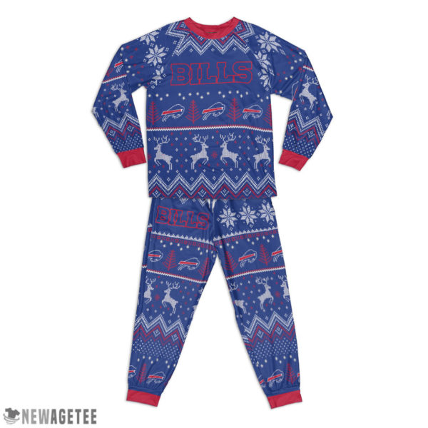 Buffalo Bills Ugly Christmas Raglan Pajamas Set