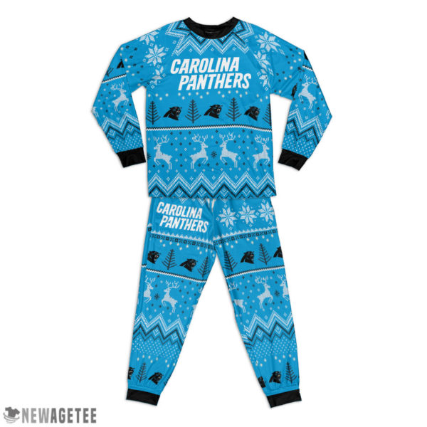 Carolina Panthers Ugly Christmas Raglan Pajamas Set