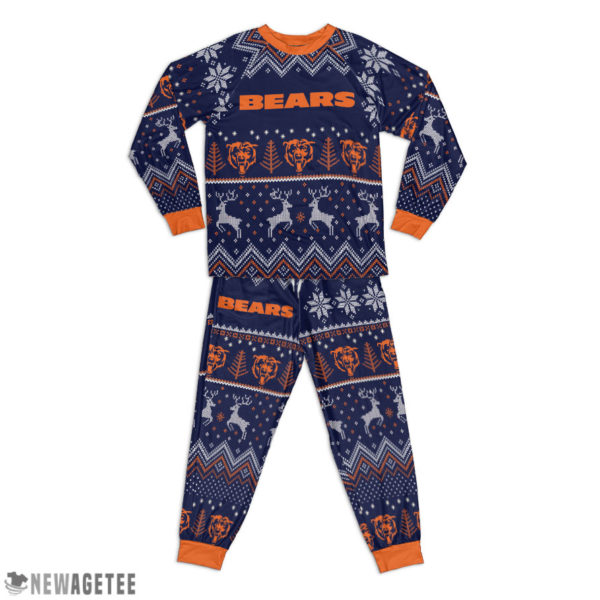 Chicago Bears Ugly Christmas Raglan Pajamas Set