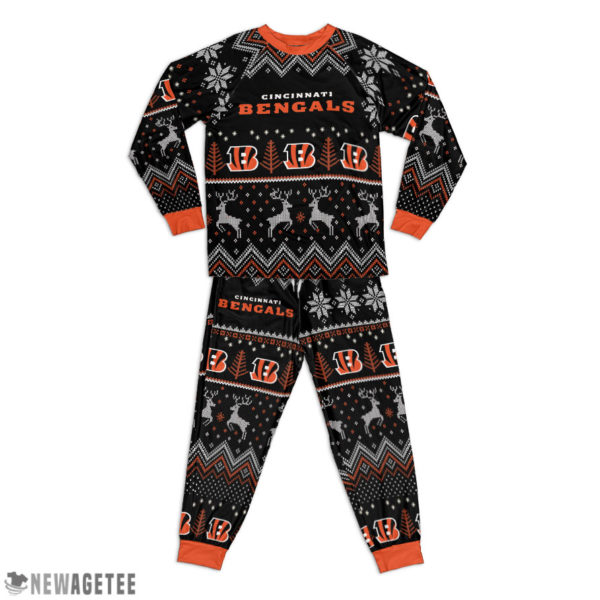 Cincinnati Bengals Ugly Christmas Raglan Pajamas Set