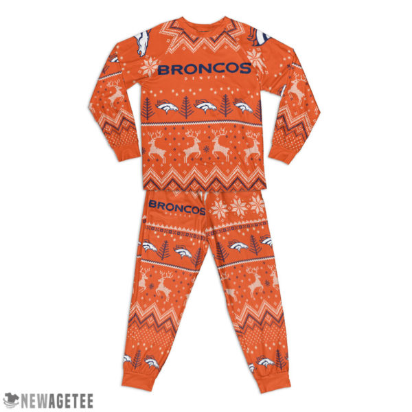 Kid Denver Broncos Ugly Pattern Raglan Pajamas Set