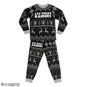 Kid Las Vegas Raiders Ugly Pattern Raglan Pajamas Set