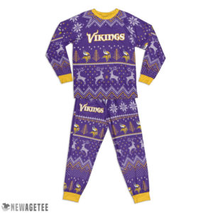 Minnesota Vikings Ugly Christmas Raglan Pajamas Set