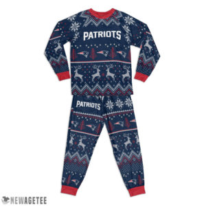 Kid New England Patriots Ugly Pattern Raglan Pajamas Set