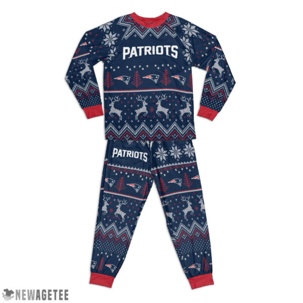 New England Patriots Ugly Christmas Raglan Pajamas Set