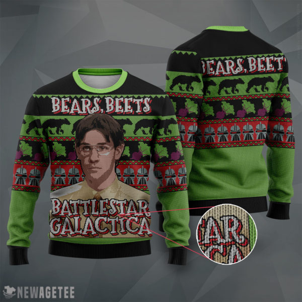 Knit Sweater Bears Beats Jim Battlestar Galactica The Office Knit Ugly Christmas Sweater