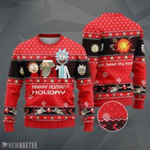 Knit Sweater Rick and Morty Happy Human Holiday Knit Ugly Christmas Sweater