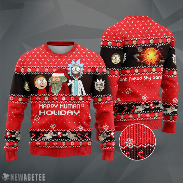 Rick and Morty Happy Human Holiday Knit Ugly Christmas Sweater