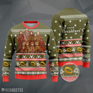 LIONNIX Mockup Sweater 3D LOTR Second Breakfast Club Woolen Ugly Christmas Sweater
