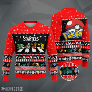 LIONNIX Mockup Sweater 3D The Starters On Abbey Road Pokemon Ugly Christmas Sweater bg