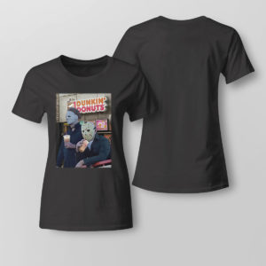 Lady Tee Michael Myers and Jason Voorhees drink dunkin donuts shirt