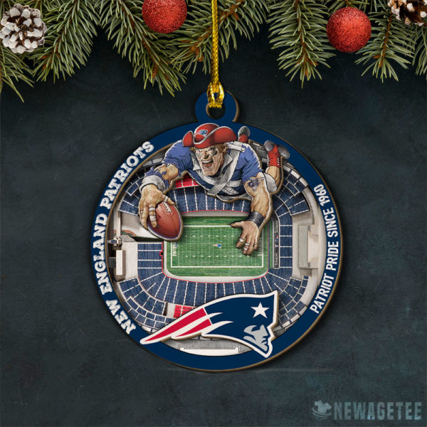 New England Patriots NFL StadiumView Layered Wood Christmas Ornament