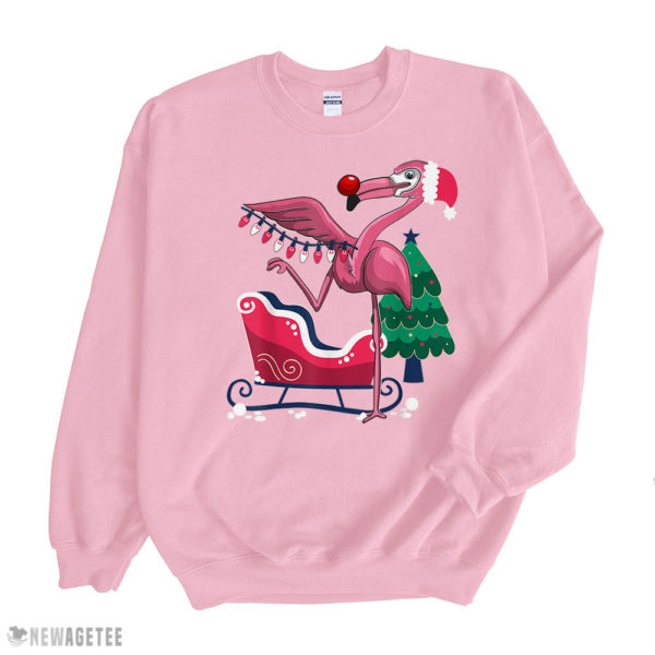 Light Pink Sweatshirt Christmas Flamingo Tropic Winter Gifts T Shirt