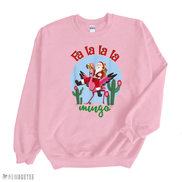 Light Pink Sweatshirt Fall Mingo Cute Santa Ride Flamingo Fa la la la Flamingo T Shirt