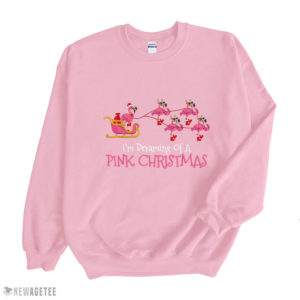 Light Pink Sweatshirt Flamingo Christmas Im Dreaming Of A Pink Christmas
