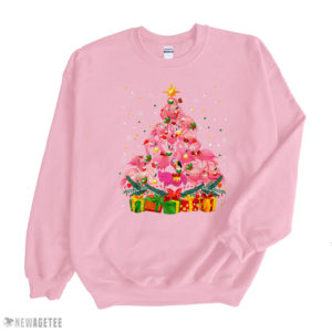 Light Pink Sweatshirt Flamingo Christmas Tree Matching Family Group Pajama T Shirt