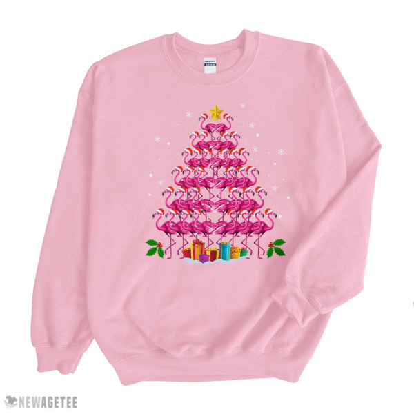 Light Pink Sweatshirt Pink Flamingo Christmas Tree Pajama Shirt