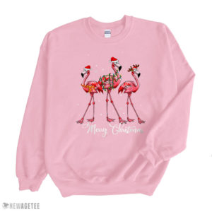 Light Pink Sweatshirt Santa Flamingo Christmas Lights Gift For Flamingo Lover T Shirt