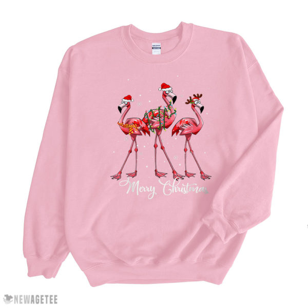 Light Pink Sweatshirt Santa Flamingo Christmas Lights Gift For Flamingo Lover T Shirt