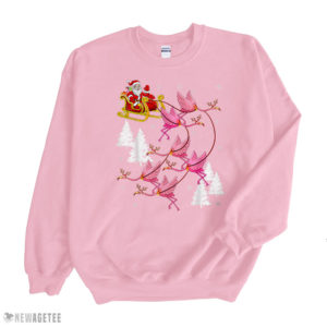 Light Pink Sweatshirt Santa Riding Flamingo Christmas T Shirt