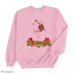 Light Pink Sweatshirt Santa Riding Flamingo Christmas Xmas Gift T Shirt